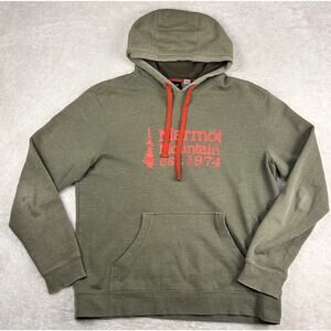 Marmot Hoodie Men's Sz L Green Hooded Sweatshirt Outdoor Hiking Camping